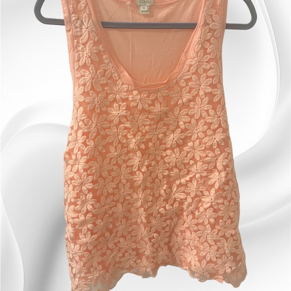 J Crew Floral Silk Lace Tank Top Womens Peach Coastal Boho Sleeveless